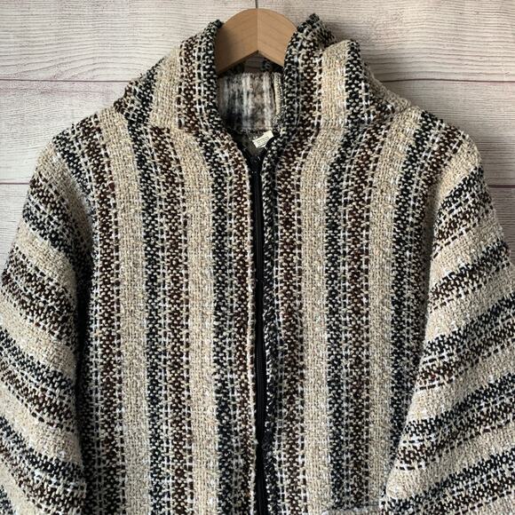 Agustin De La Cruz Vazquez Biege and Black Zip Up Hoodie Pockets Size Large - Picture 3 of 14